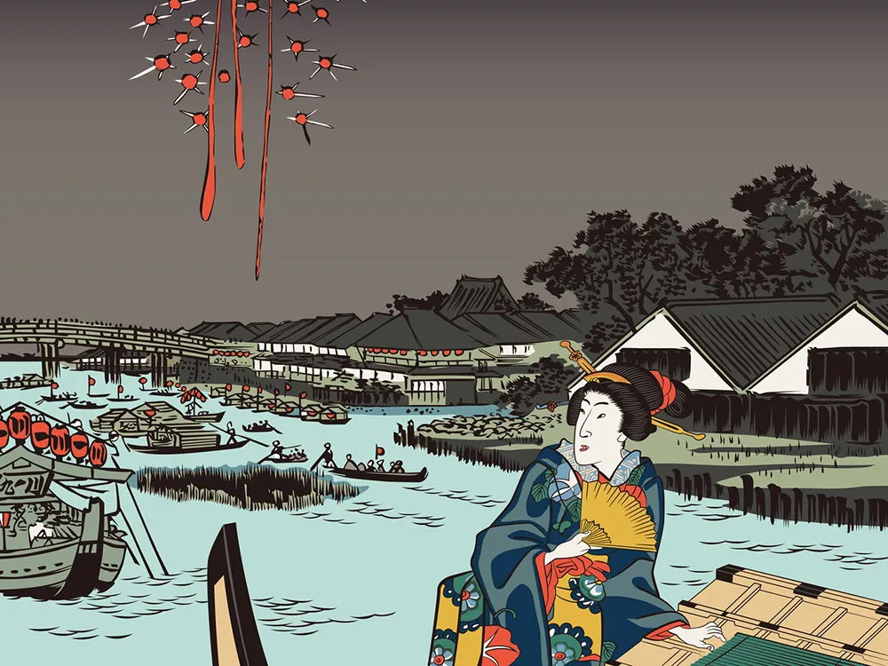 隅田川花火大会浮世絵のイメージ画像