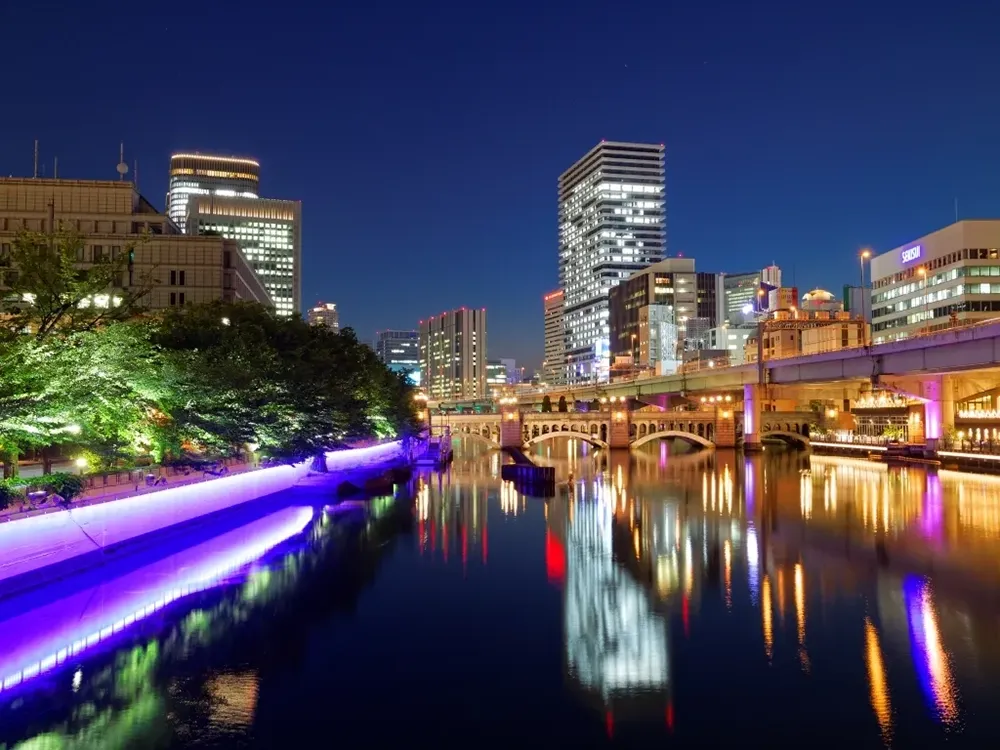 大阪市内中之島あたりの夜景の画像