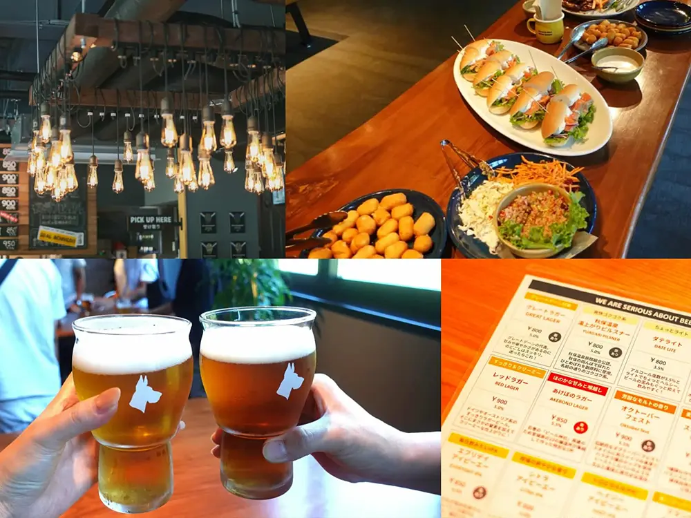 レストラン内装とビールとランチでペアリングの画像