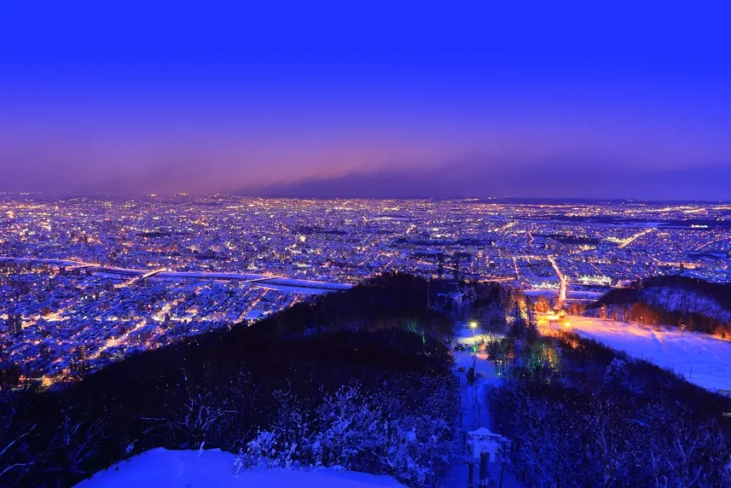 冬の藻岩山からの夜景画像