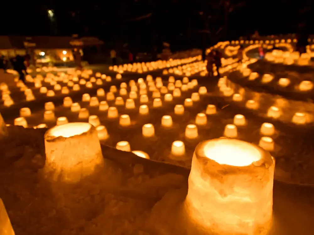 定山渓温泉の雪灯路の画像