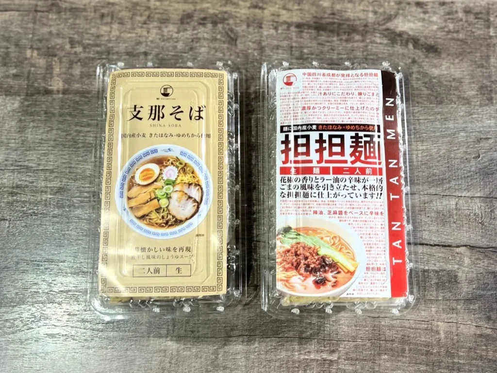 出雲たかはしの麺を使用した支那そばと担々麺のパッケージが横に並ぶ画像