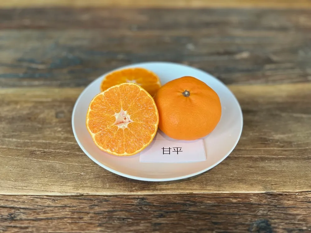 白いお皿にカットした甘平を載せた画像