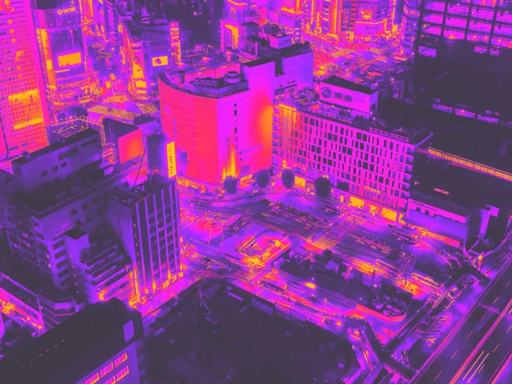 1980年代の渋谷の夜の加工画像